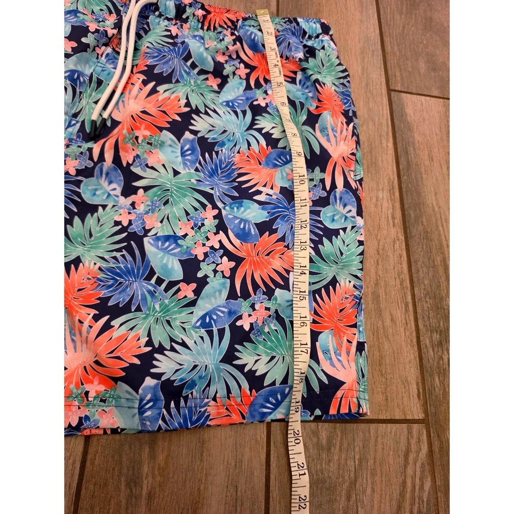 Berkley Jensen Mens XXXL Tropical Floral Swim Trunks Blue Coral Mesh Lined 3XL